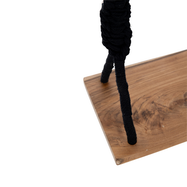 Altalena Boho con Corde in Cotone Nero e Seduta in Legno - Swing