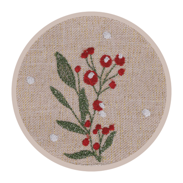 Set 6pz Sottobicchiere Natalizio Ricamato colore Beige Xmas - Villa D'Este