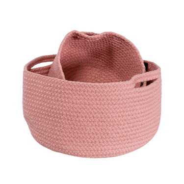 Cestino Portaoggetti Ø 27 cm con Manici in Fibre Naturali Colore Rosa