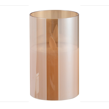 Candela Led in Vetro Colore Ambra con Cera Realistica h 12.5 cm