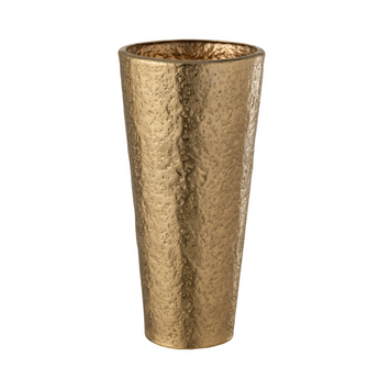 Vaso Decorativo in Metallo Martellato Colore Oro h 51 cm