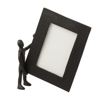 Portafoto in Alluminio Colore Nero con Statuetta Small