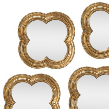 Set 4 Specchi da Interno con Cornice Colore Oro Stile Bohemien