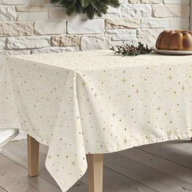 Tovaglia Natalizia Colore Beige con Stelle Dorate 155X250 cm - Cielo Rojo 3