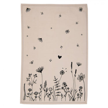 Canovaccio Strofinaccio da Cucina in Cotone Colore Beige con Fantasia Floreale - Botanic