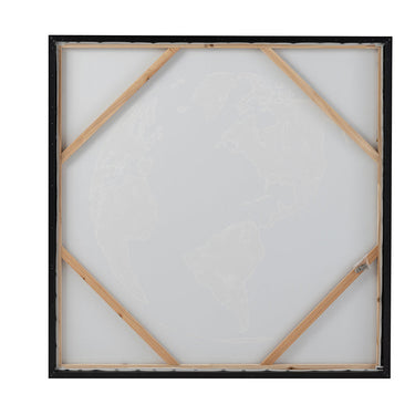 Set di 2 Dipinti Mappamondo in Legno e Tela Colore Nero e Oro