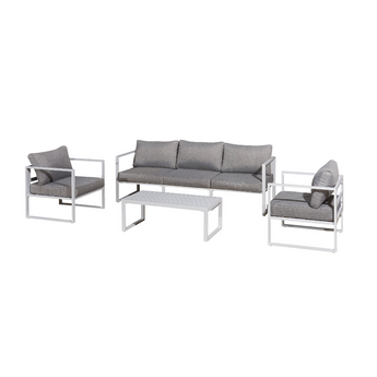 Set da Giardino in Alluminio Bianco con Cuscini Colore Grigio - Zenith