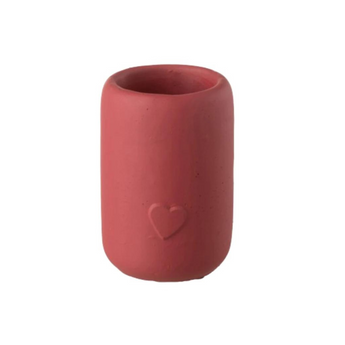 Vaso Portafiori in Cemento Colore Rosso con Cuore Ø 10x15 cm L - Rediss