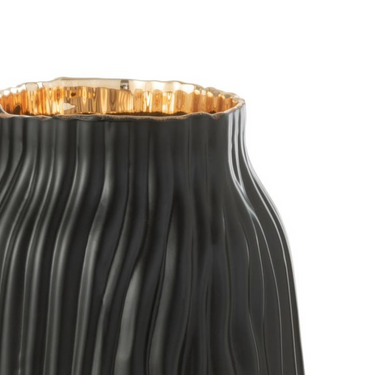 Vaso in Vetro con Incisione ad Onde Colore Nero h 20 cm - Notches