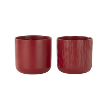 Set 2 Portavasi Assortiti in Ceramica Colore Rosso Ø 18,5 cm - Gen