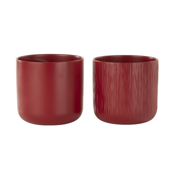 Set 2 Portavasi Assortiti in Ceramica Colore Rosso Ø 26,5 cm - Gen