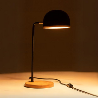 Lampada da Tavolo in Ferro Colore Nero e Legno Naturale h 48 cm - Evy