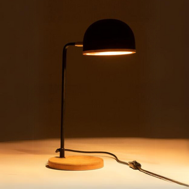 Lampada da Tavolo in Ferro Colore Nero e Legno Naturale h 48 cm - Evy