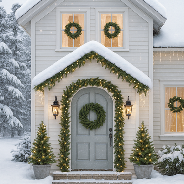 Ghirlanda Natalizia Ø 60 cm in PVC/PE Effetto Realistico