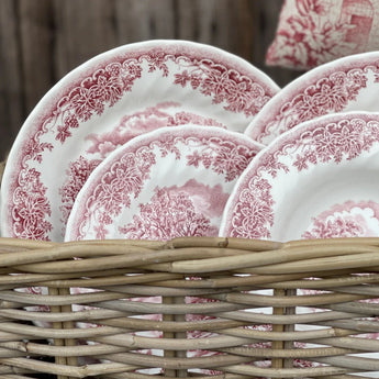 Set 18 Piatti in Ceramica Design Inglese Bianco e Rosso - Brook Pink