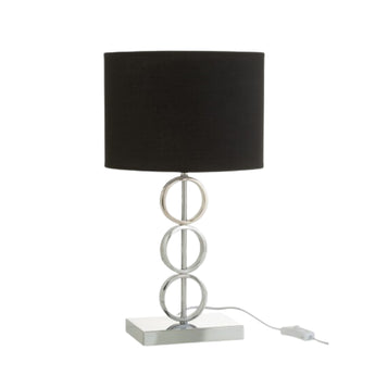 Lampada da Tavolo in Metallo Colore Silver e Paralume Colore Nero h 49 cm