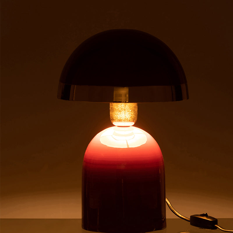 Lampada da Tavolo Abat-Jour con Bordo Dorato in Metallo Lucido Bordeaux h 30 cm - Viron.it