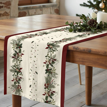 Runner di Natale Fantasia Agrifoglio Fondo Beige 150x50 cm - Mistletoe 1225