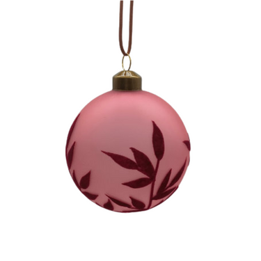 Set 6 Sfere Natale in Vetro Soffiato Rosa Scuro Matte e Velluto Rosa Ø 10 cm - Viron