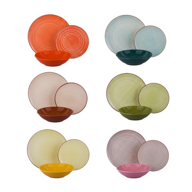 Set 18 Piatti in Porcellana Stoneware Multicolore - Cocoon