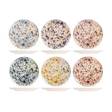Set 18 Piatti Tavola in Porcellana Stoneware Decoro Multicolore - Sprinkle