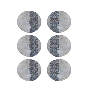 Set 6 Piatti Piani in Porcellana Stoneware Stile Retrò Ø 26 cm