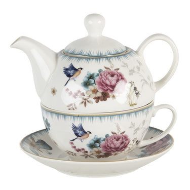 Teiera con Tazza  Motivo Floreale - 16x15x15 cm / 460 ml - Viron.it