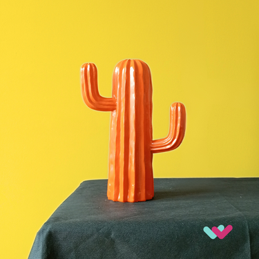 Cactus Decorativo in Poliresina Colore Arancione Small h 28 cm