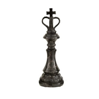 Statuetta Decorativa Pedina Scacchi Re in Resina effetto Marmo Nero h 38.5 cm