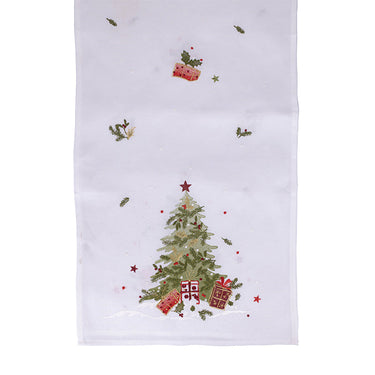 Runner Natalizio con Decorazione Albero di Natale colore Bianco - Villa D'Este