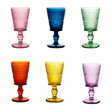 Set di 6 Calici Colori Assortiti in Pasta di Vetro Lavorataa - Viron.it