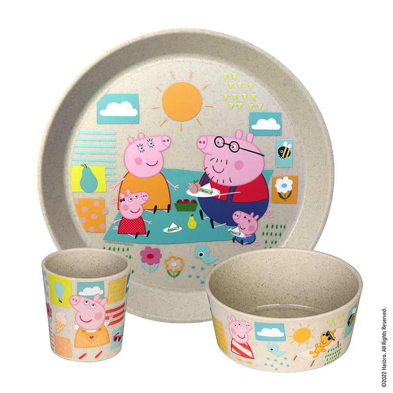 Set da 3 Stoviglie CONNECT PEPPA PIG  organic sand - Viron.it