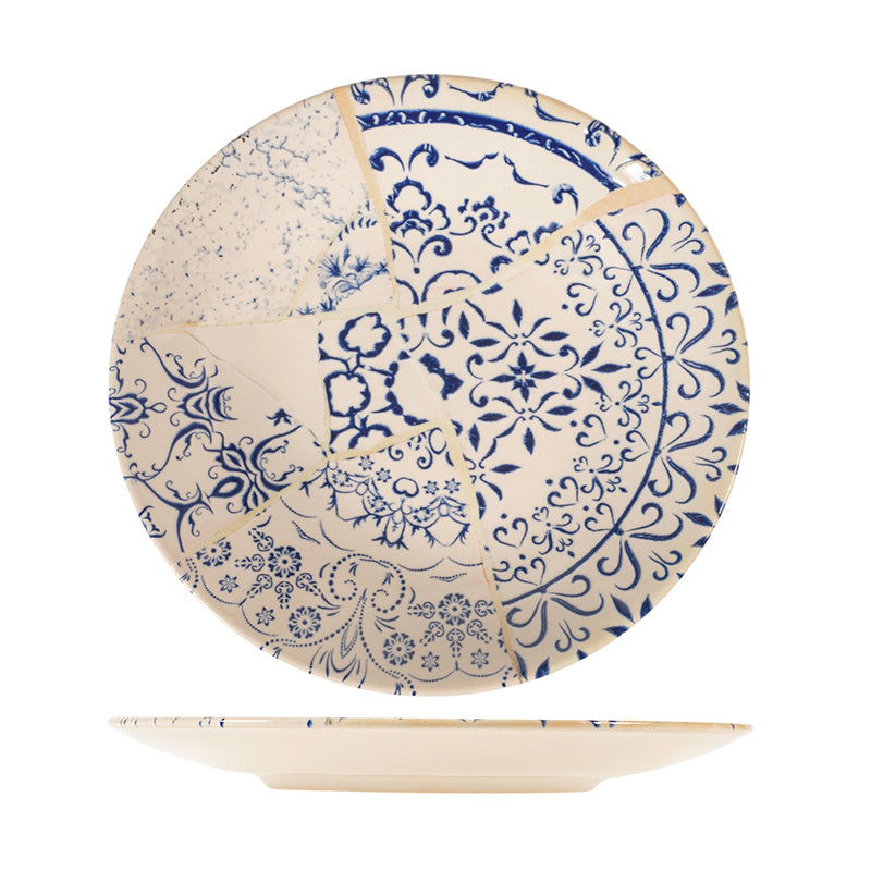 Set 6 Piatti Design in Stoneware Blu 28cm - Viron.it