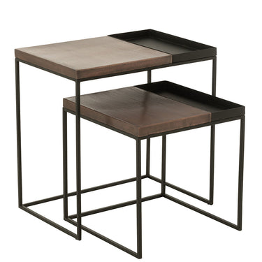 Set 2 Tavolini in Metallo colore Nero e Piano in Colore Bronzo - Viron.it
