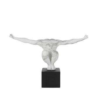 Statuetta Atleta in Resina effetto Marmo Bianco con Base Quadrata - Small - Viron.it