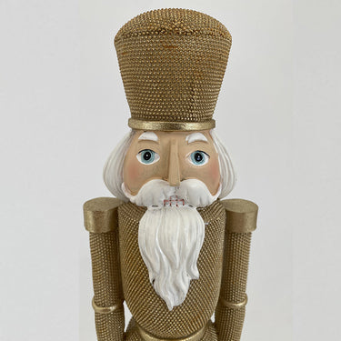Statuetta Schiaccianoci Decorativa Natalizia colore Oro con Perline  h 37 cm - Viron.it