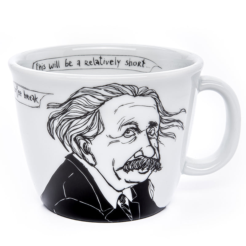 Tazza in Porcellana con Raffigurazione Einstein Bianca e Nera - Capacità 350 ml - Viron.it