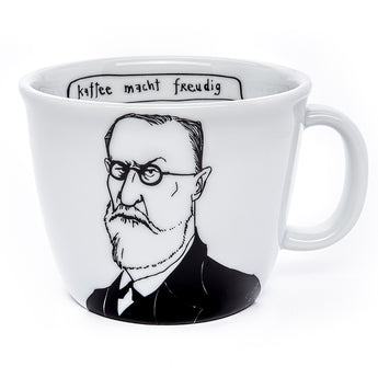 Tazza in Porcellana con Raffigurazione Sigmund Freud Bianca e Nera - Capacità 350 ml - Viron.it