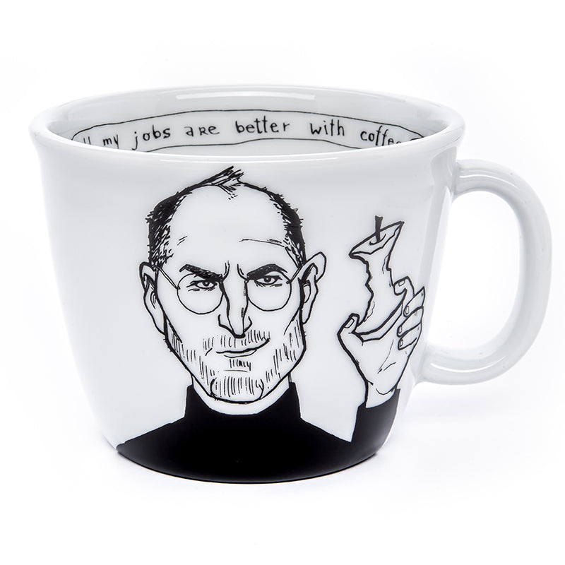 Tazza in Porcellana con Raffigurazione Steve Jobs Bianca e Nera - Capacità 350 ml - Viron.it