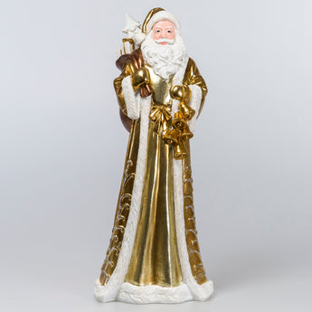 Statuetta Decorativa Natalizia Santa Claus colore Oro e Argento h 39 cm - Viron.it