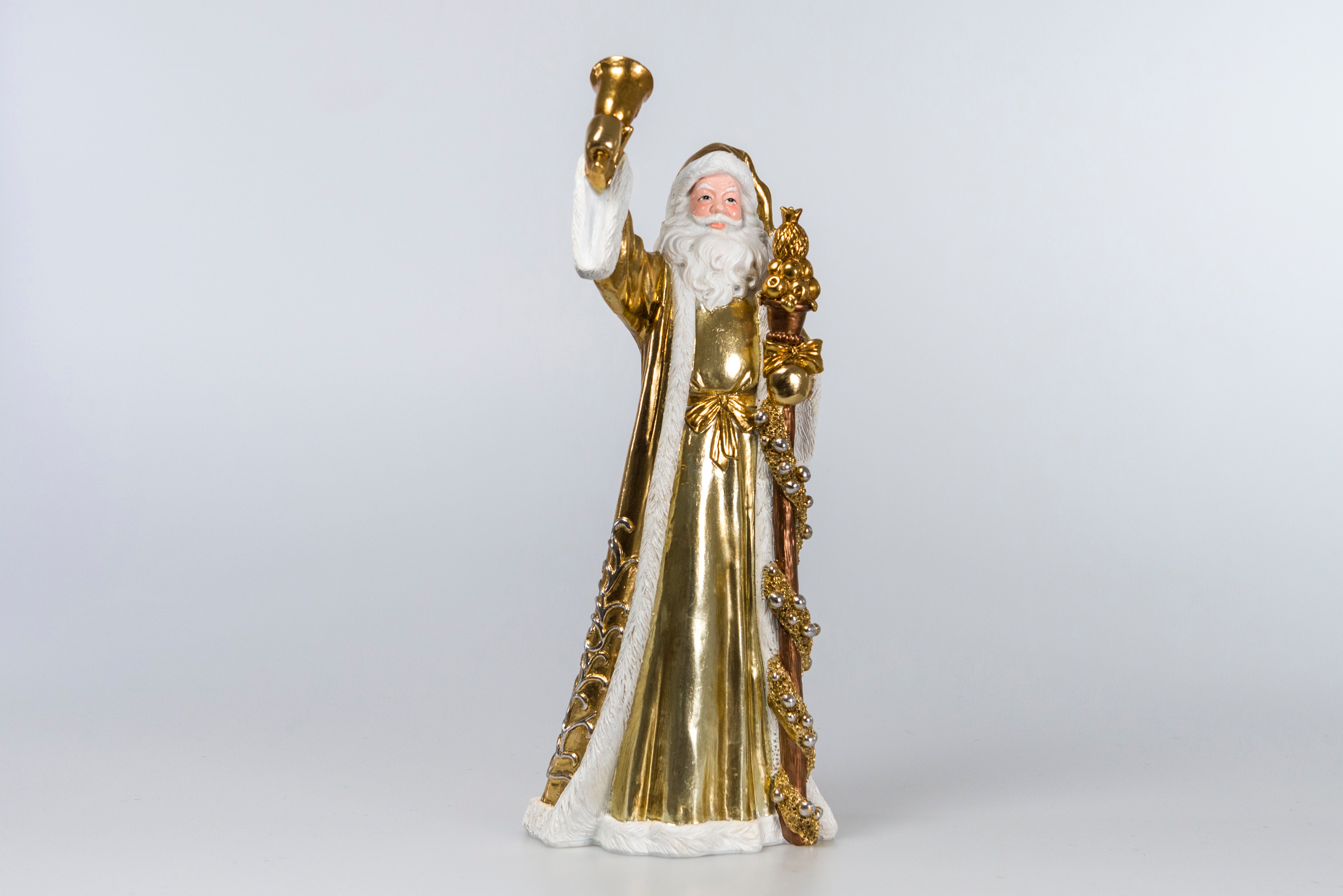 Statuetta Decorativa Natalizia Santa Claus colore Oro e Argento h 35 cm - Viron.it