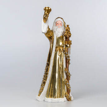 Statuetta Decorativa Natalizia Santa Claus colore Oro e Argento h 35 cm - Viron.it