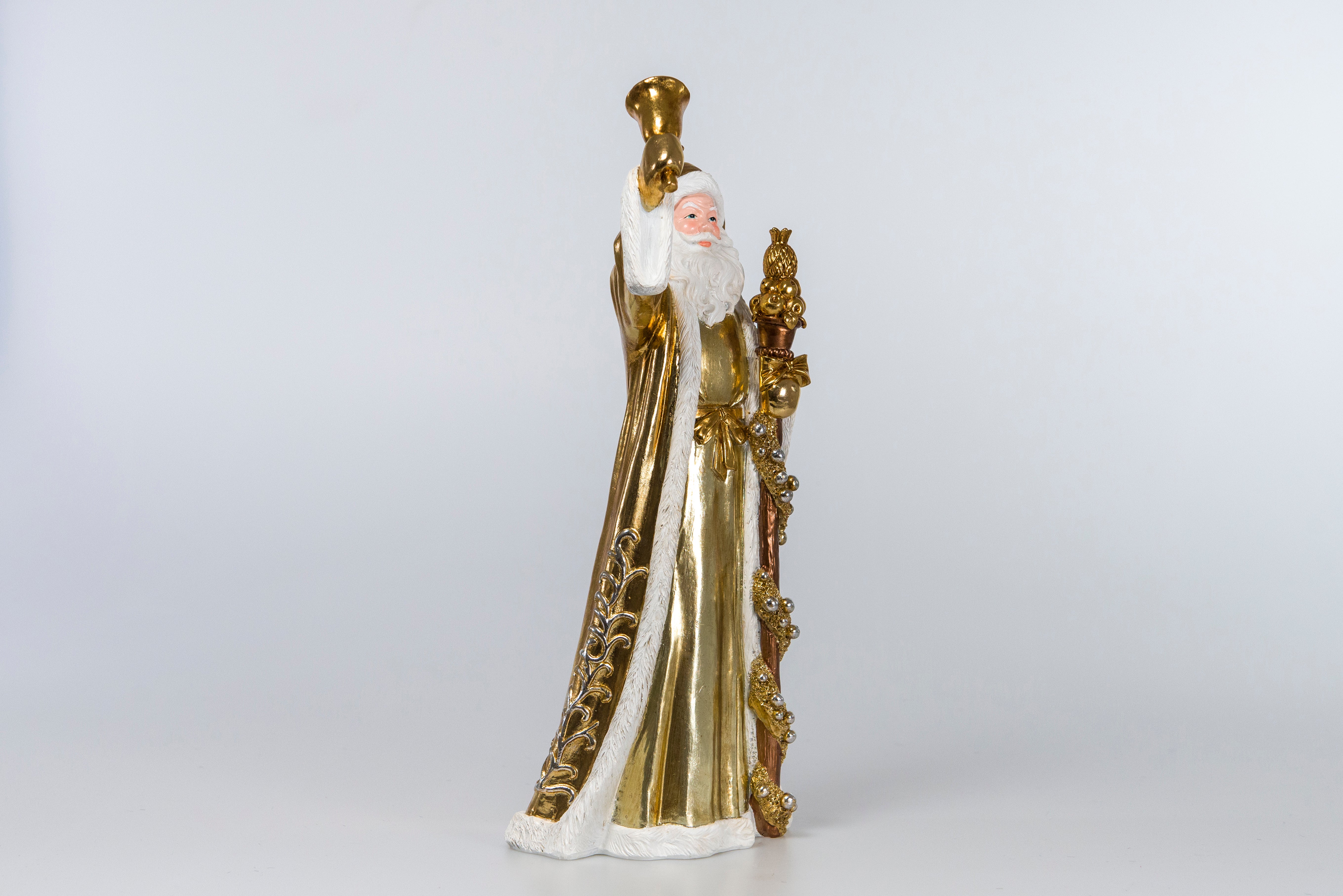 Statuetta Decorativa Natalizia Santa Claus colore Oro e Argento h 35 cm - Viron.it