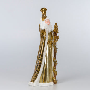 Statuetta Decorativa Natalizia Santa Claus colore Oro e Argento h 35 cm - Viron.it