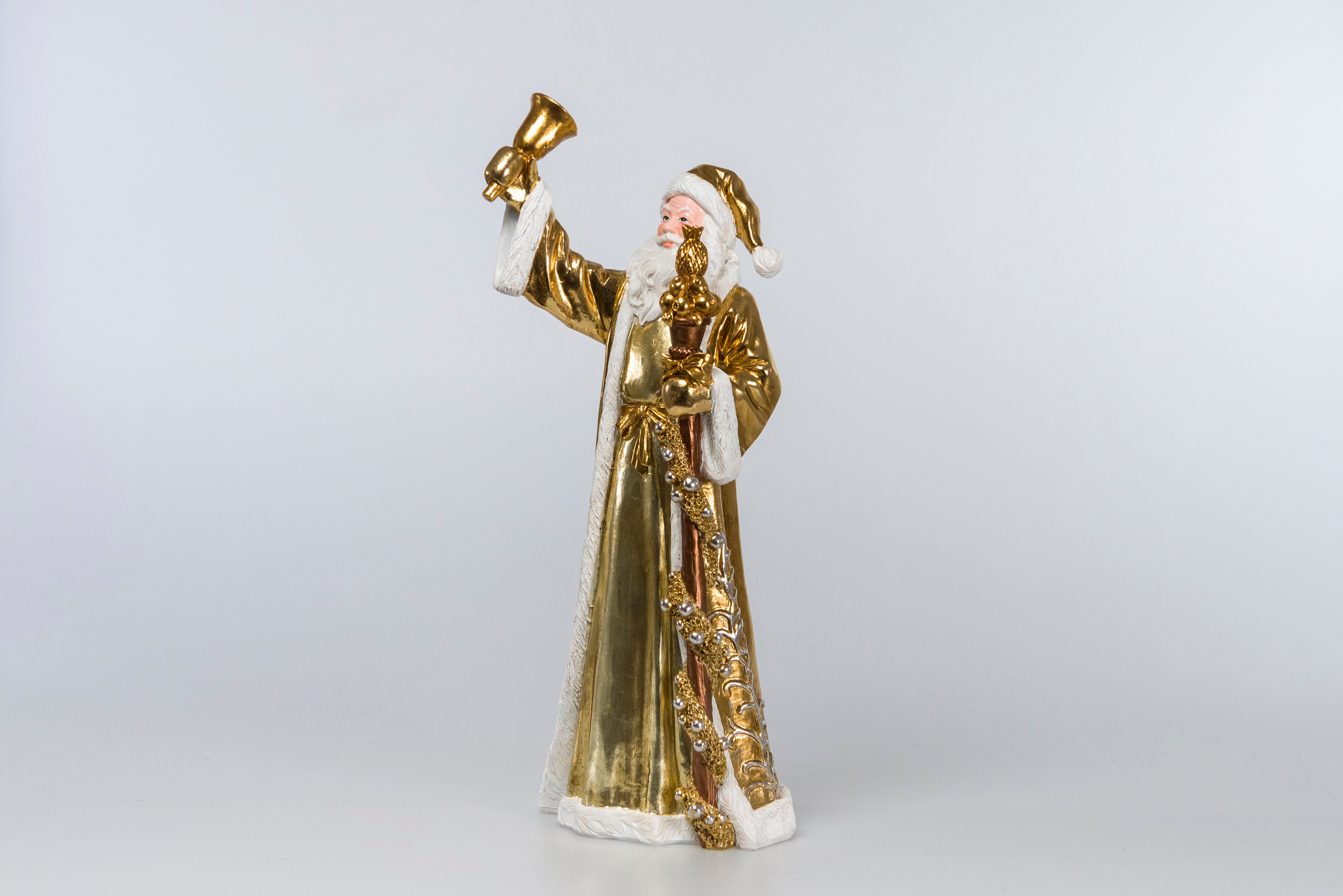 Statuetta Decorativa Natalizia Santa Claus colore Oro e Argento h 35 cm - Viron.it