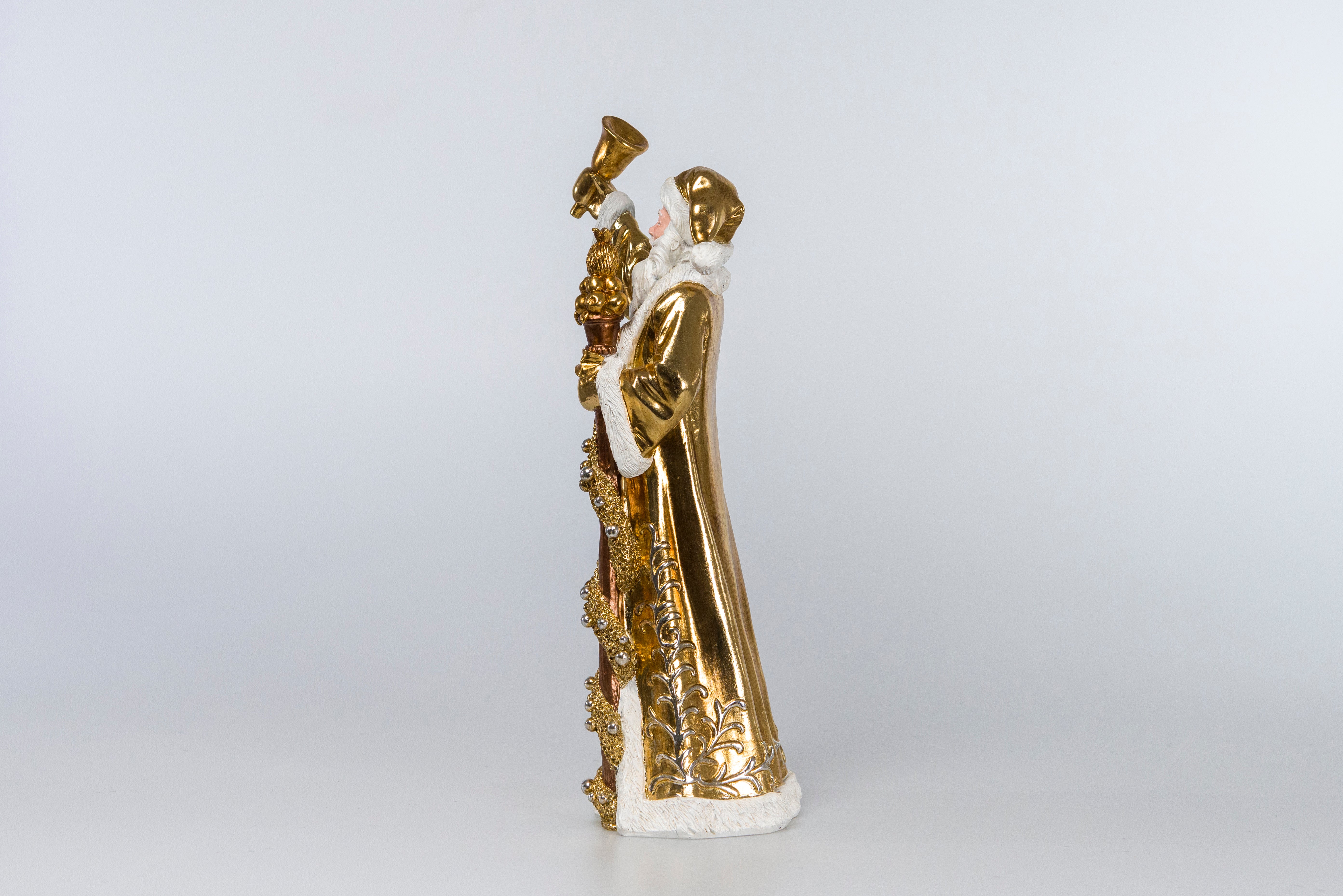 Statuetta Decorativa Natalizia Santa Claus colore Oro e Argento h 35 cm - Viron.it