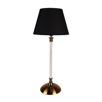 Lampada da Tavolo Colore Nero e Oro con Paralume in Tessuto h 53 cm