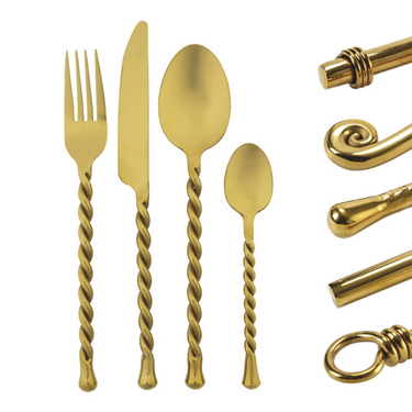 Set Posate 24pz Forgiate a Mano Materia Gold - Villa d'Este