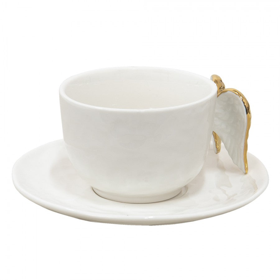 Winks Tazza e Piattino in Ceramica - 1x9x6 cm / Ø 15x2 cm / 175 ml - Viron.it