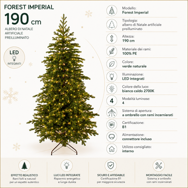 Albero di Natale Artificiale 190 cm Forest Imperial